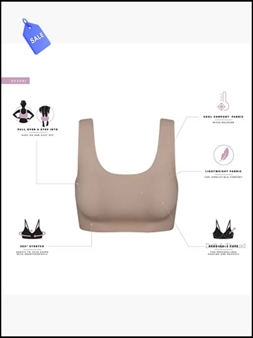 Wireless Pullover T-Shirt Bra, Seamless, Light Support, Comfortable